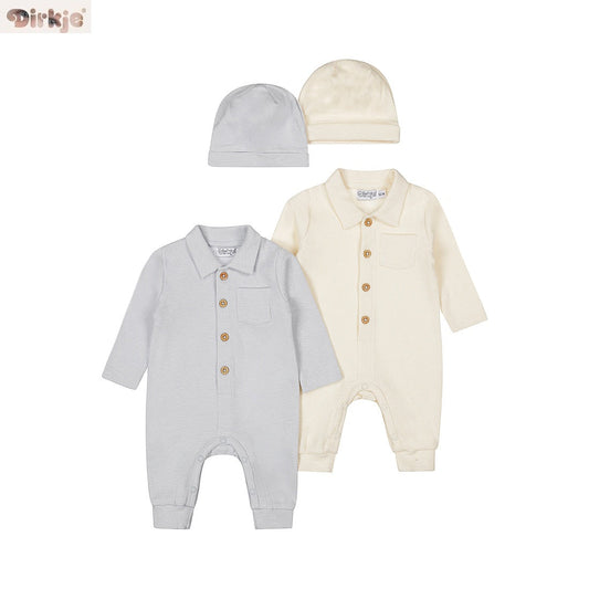 2-Pack Baby Bodysuit Long Sleeve + Hat — Light Blue