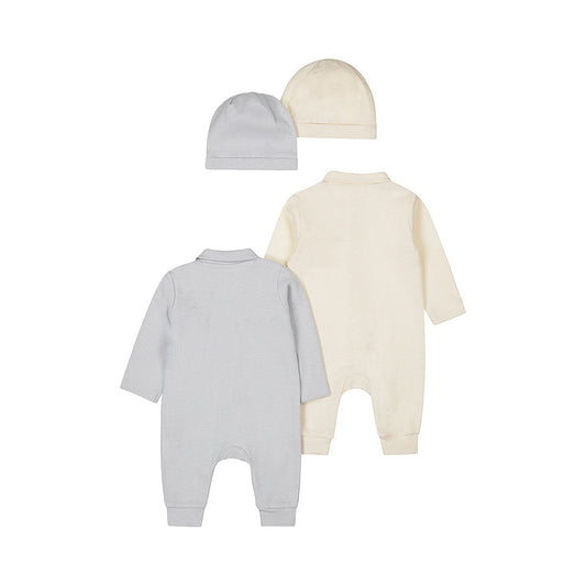 2-Pack Baby Bodysuit Long Sleeve + Hat — Light Blue