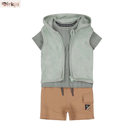 3-Piece Baby Bodysuit Set Short Sleeve — Faded Green
