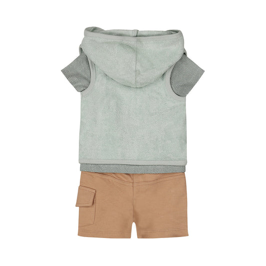3-Piece Baby Bodysuit Set Short Sleeve — Faded Green