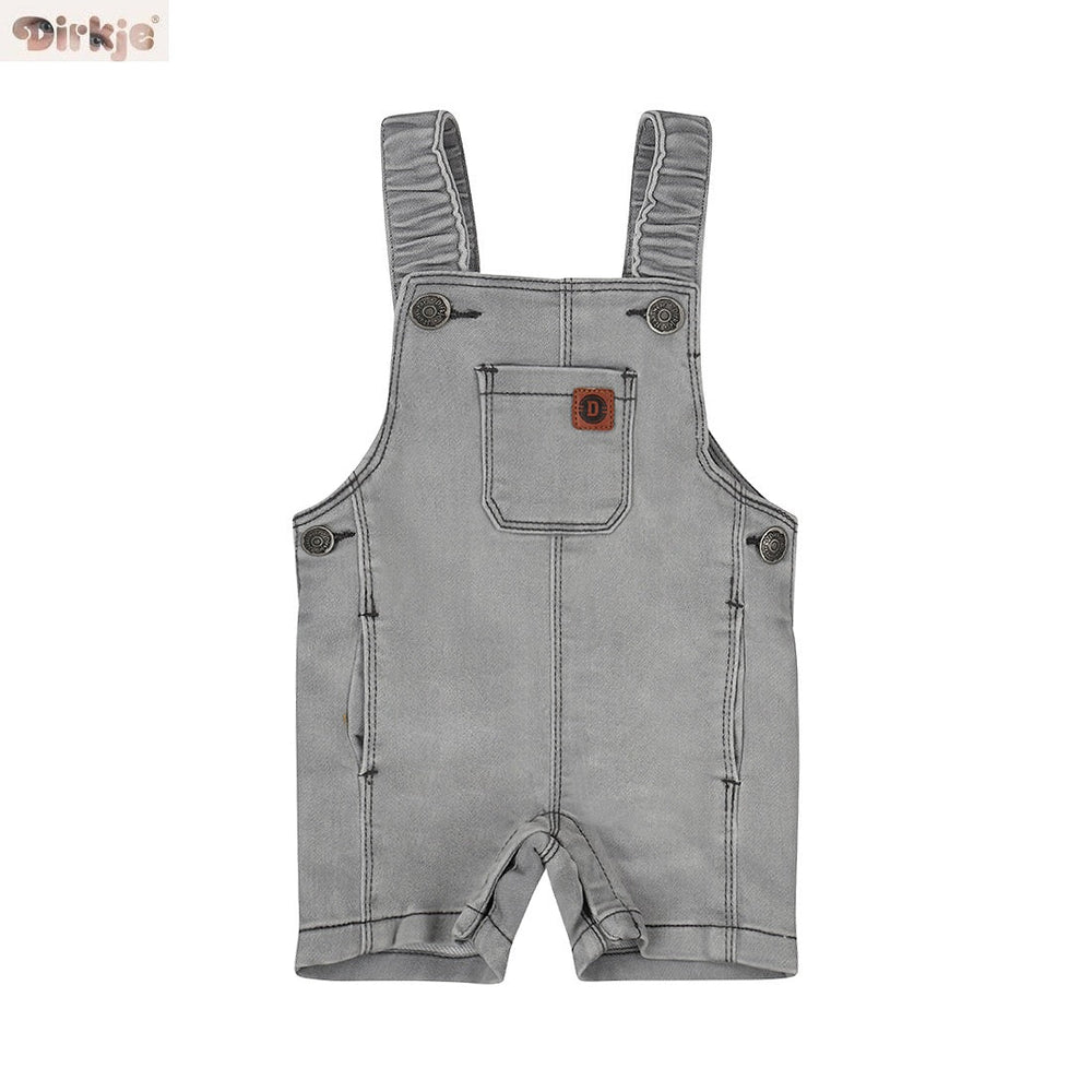 Kids Knitted Denim Dungaree — Grey Jeans