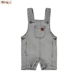 Kids Knitted Denim Dungaree — Grey Jeans