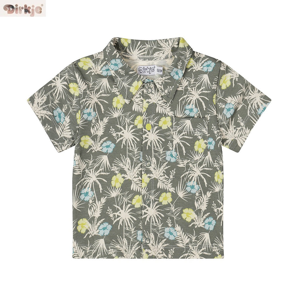 Boys Short Sleeve Blouse — Dusty Green