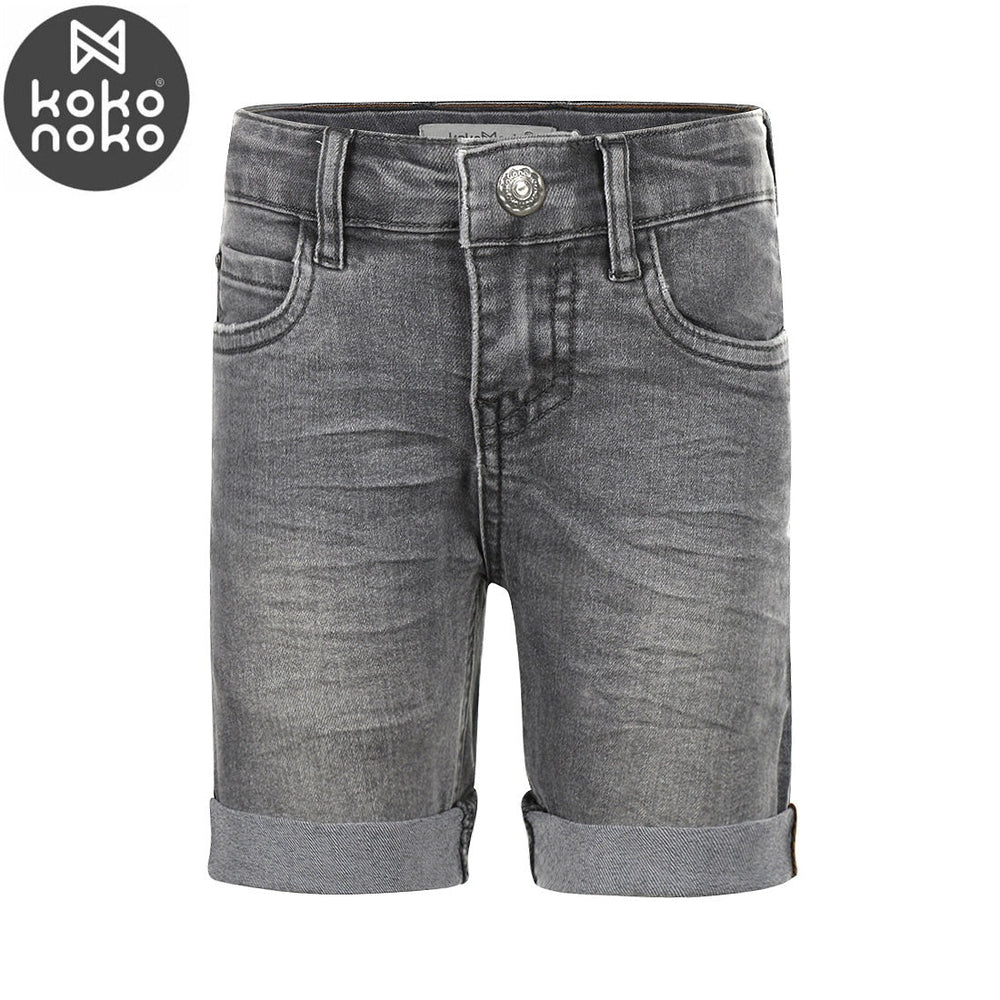 Kids Loose Fit Denim Shorts – Grey