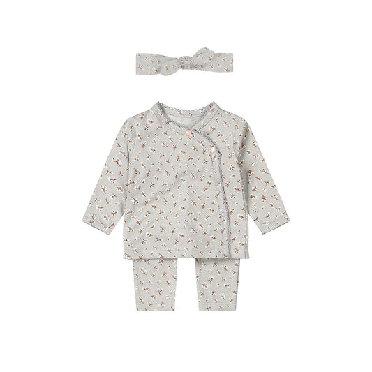 Baby Girl 2-Piece Babysuit + Headband – Faded Blue | Organic Cotton