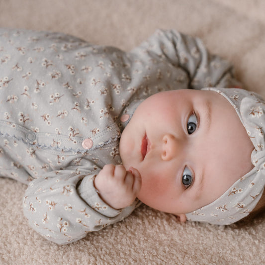Baby Girl 2-Piece Babysuit + Headband – Faded Blue | Organic Cotton