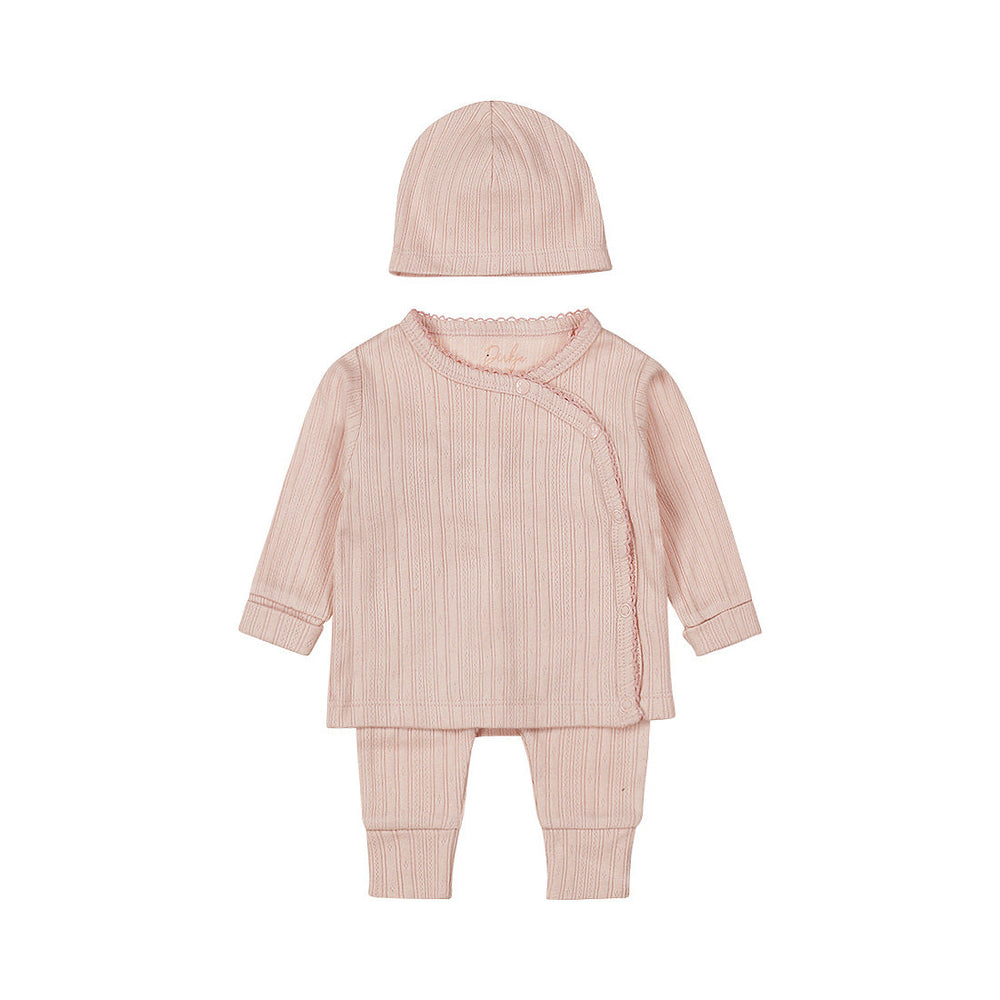 Baby Girl 2-Piece Babysuit + Hat – Light Dusty Pink | Organic Cotton