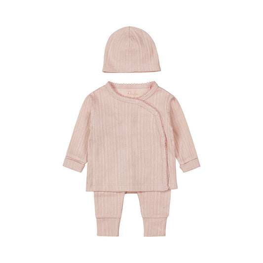 Baby Girl 2-Piece Babysuit + Hat – Light Dusty Pink | Organic Cotton