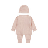 Baby Girl 2-Piece Babysuit + Hat – Light Dusty Pink | Organic Cotton