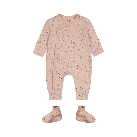 Baby Girl 1-Piece Babysuit + Booties – Light Dusty Pink | Organic Cotton