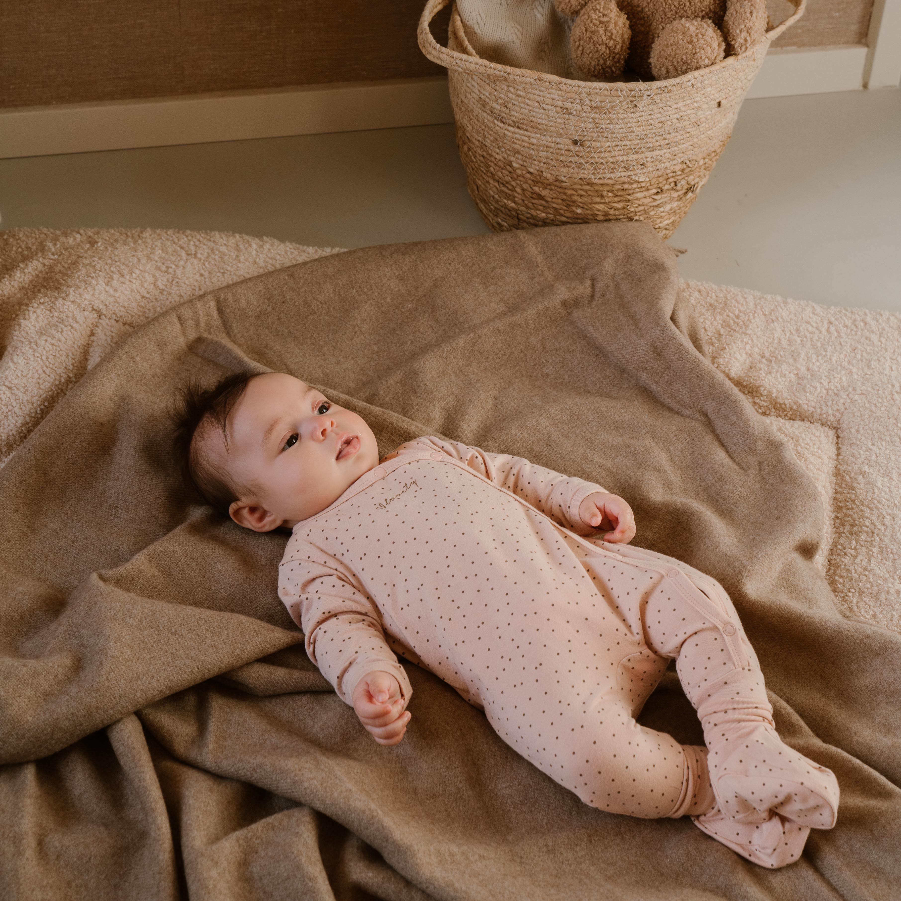 Baby Girl 1-Piece Babysuit + Booties – Light Dusty Pink | Organic Cotton