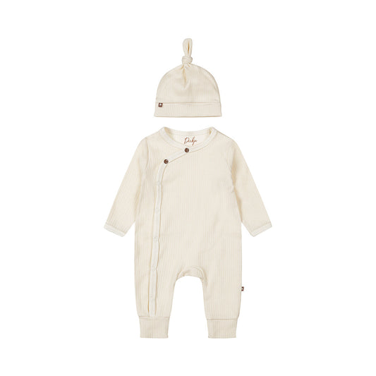 Baby 1-Piece Babysuit + Hat – Off White | Organic Cotton