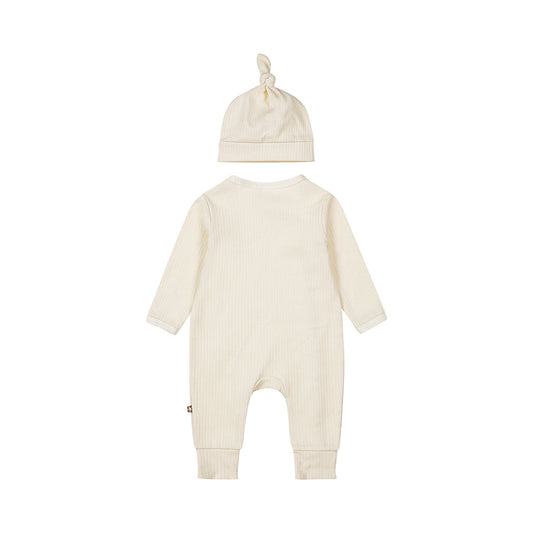 Baby 1-Piece Babysuit + Hat – Off White | Organic Cotton