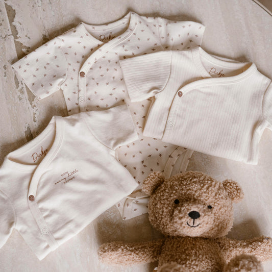 Baby 2-Layer Body 3-Pack Short Sleeve – Off White | Organic Cotton
