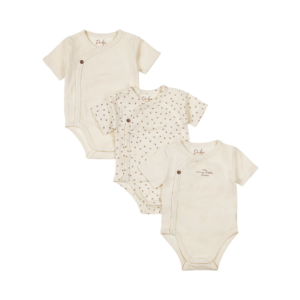 Baby 2-Layer Body 3-Pack Short Sleeve – Off White | Organic Cotton
