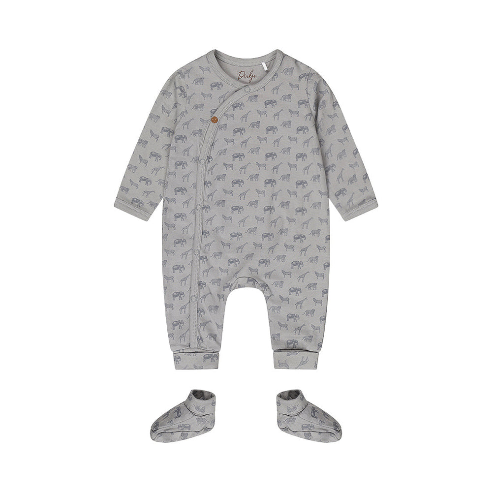 Baby 1-Piece Babysuit + Booties – Light Faded Blue | Organic Cotton