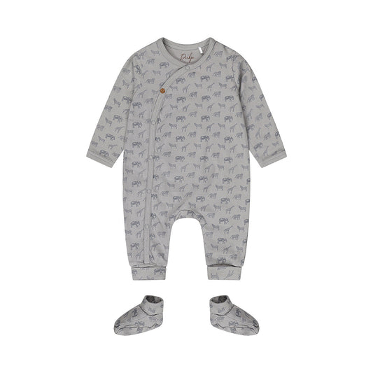 Baby 1-Piece Babysuit + Booties – Light Faded Blue | Organic Cotton