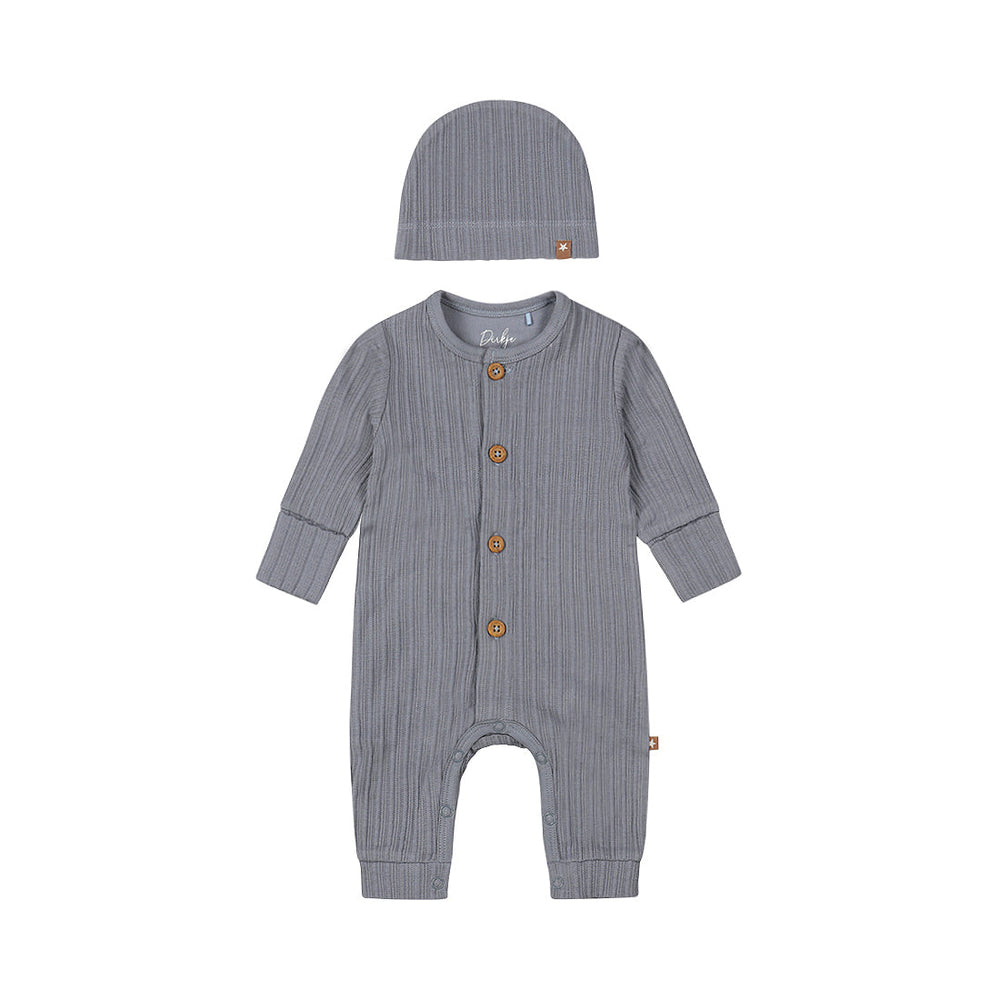 Baby 1-Piece Babysuit + Hat – Faded Blue | Organic Cotton