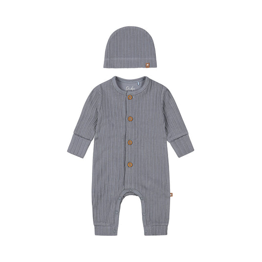 Baby 1-Piece Babysuit + Hat – Faded Blue | Organic Cotton