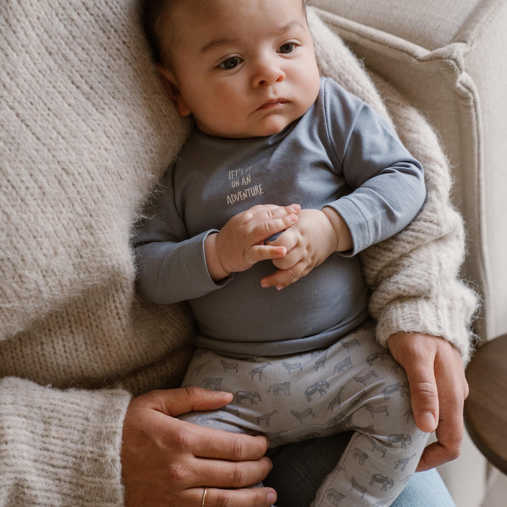 Baby 2-Piece Babysuit High Waist – Faded Blue | Organic Cotton