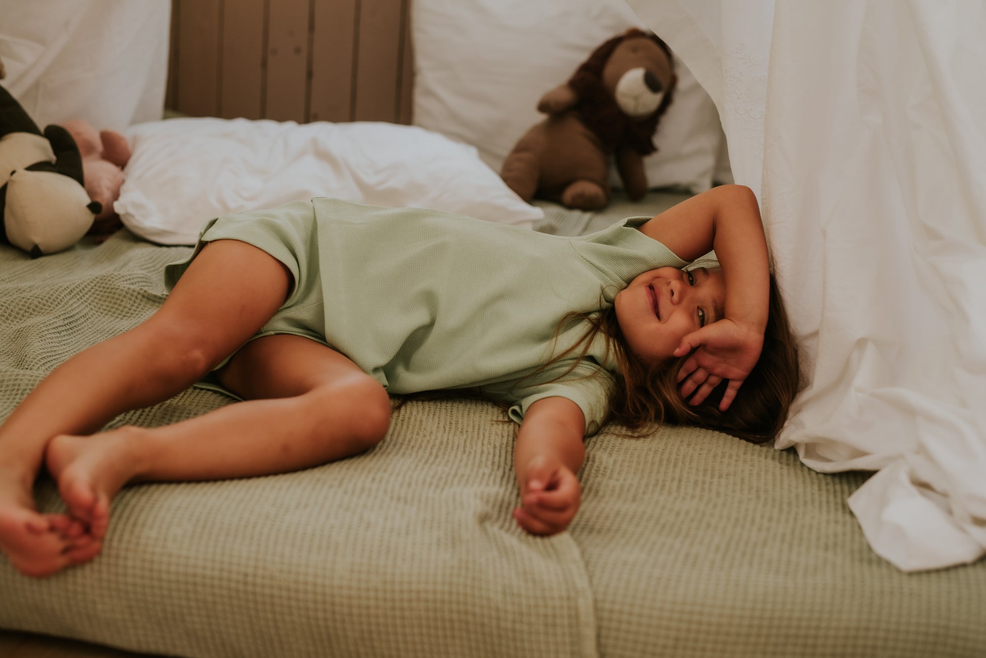 Girls Pyjamas Short Set – Faded Green