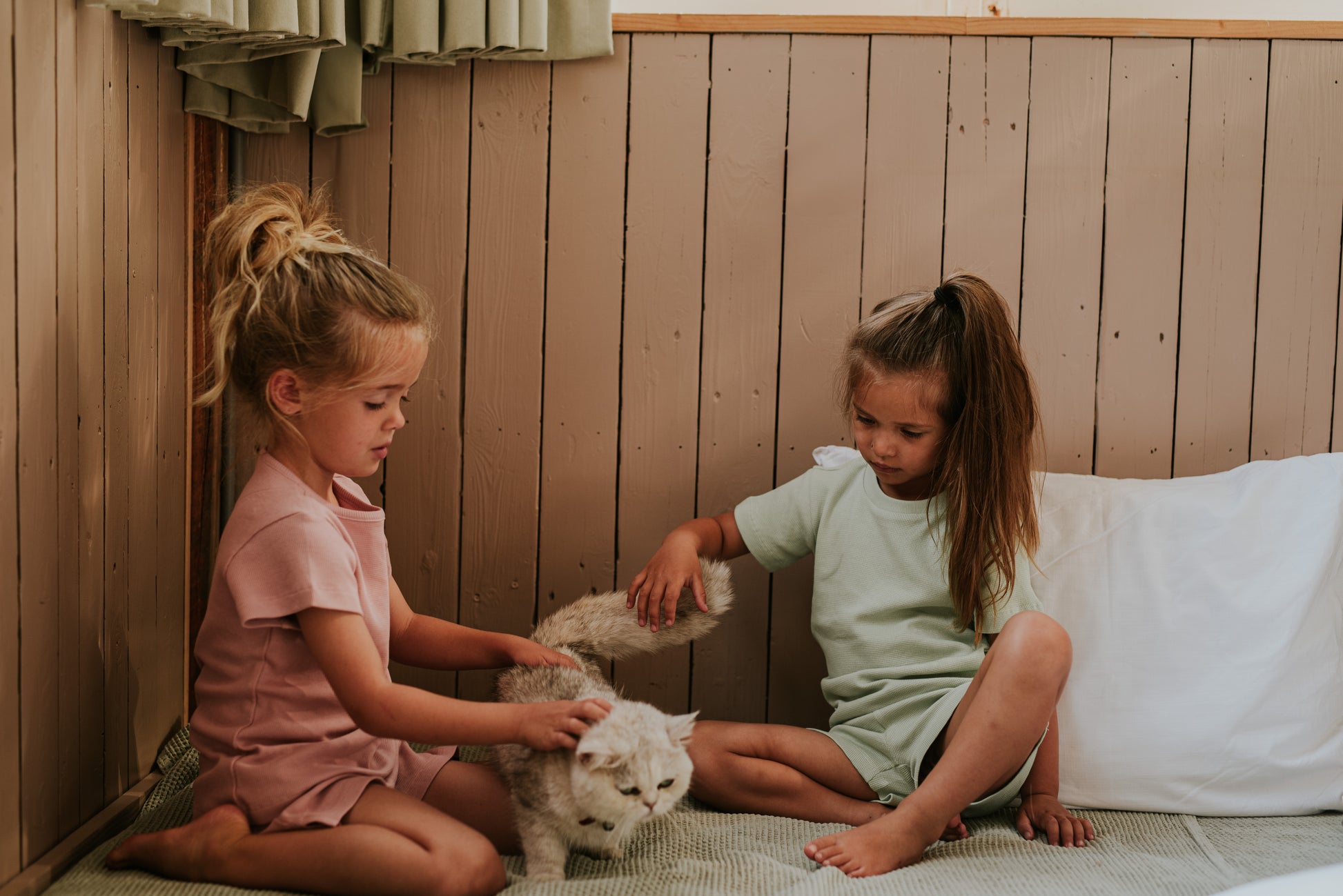 Girls Pyjamas Short Set – Faded Green