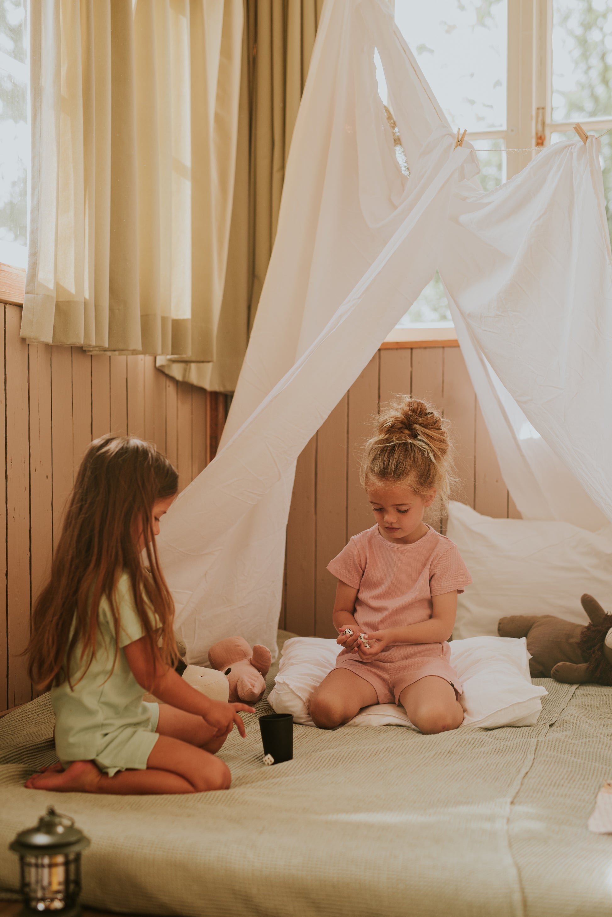 Girls Pyjamas Short Set – Faded Green
